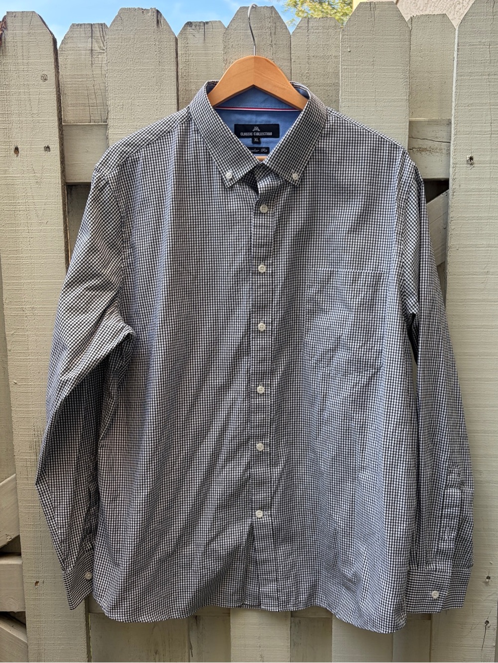 Classic Collection Men's Black Gingham Check Button Down Shirt XL Long Sleeve